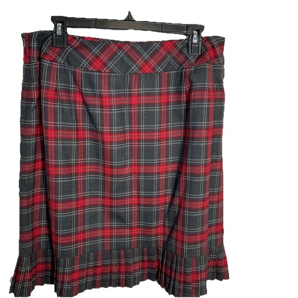 Vtg Pendleton Plaid 100 % Virgin Wool Mini Skirt 16‎ Petite Lined Red Gray Plaid - Picture 4 of 9